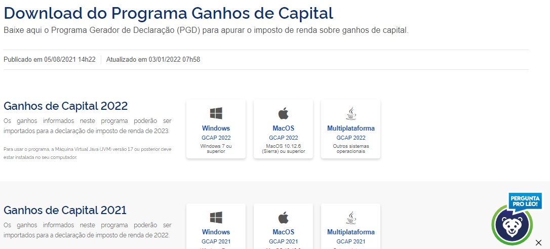 ganho de capital 2022 perguntas e respostas